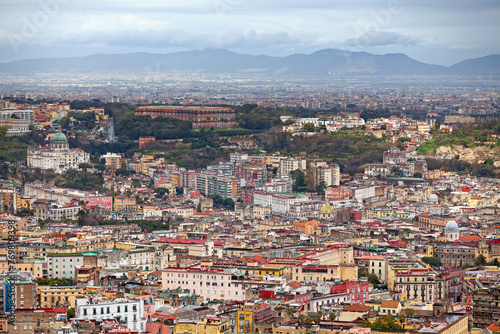 Cityscape of Naples and the Southern Apennines in Italy