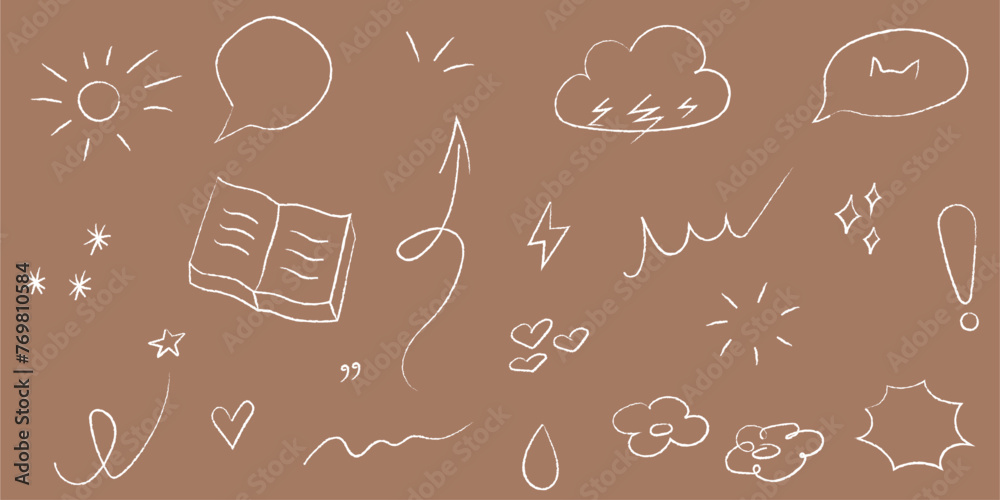Hand drawn doodle vector set. Circle, book, heart, arrow, blank, question mark, snowflakes, flower, lightning, drop, cloud, sun. Vector illustration. Hand drawn doodle vector set. Circle, book, heart, arrow, blank, question mark, snowflakes, flower, lightning, drop, cloud, sun. Vector illustration.