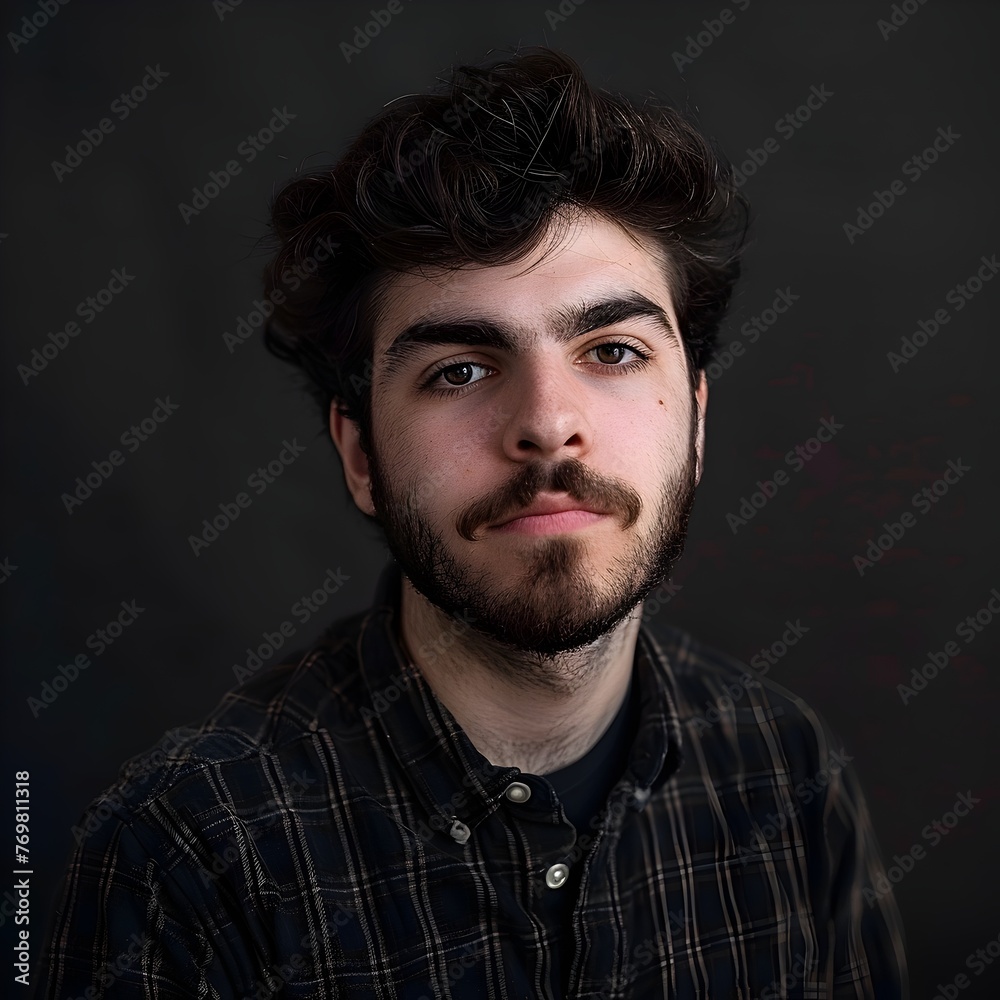 Thoughtful,Serious and Mysterious Young Man in Moody Studio Portrait