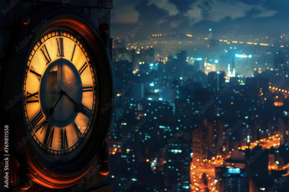 A clock that ticks backward for every injustice undone, in a tower