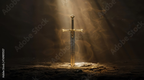 A sword forged from the tears of the wronged, glowing brighter with each act of justice, sheathed in a scabbard of hope. photo