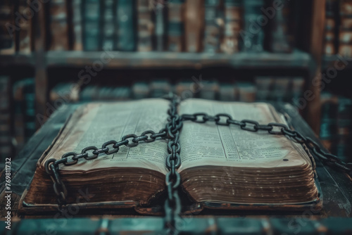 A book with pages that rewrite themselves to reveal the truth of history, bound in chains of transparency, kept in a library of integrity.