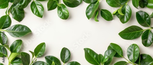  Green leaves on white background for card insert