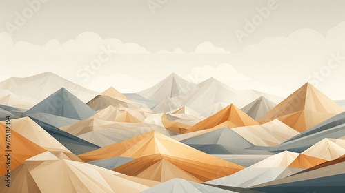 A sparse  artistic interpretation of a mountain landscape  geometric shapes and a muted color palette background Ai Generative