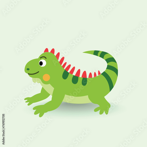 Green Iguana vector illustration.Happy Iguana cartoon