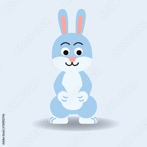 Blue rabbit cartoon.Alphabet animal concept