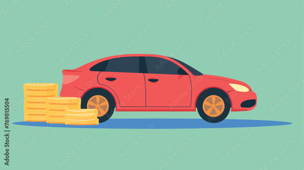 Flat design car and coin icon vector illustration f