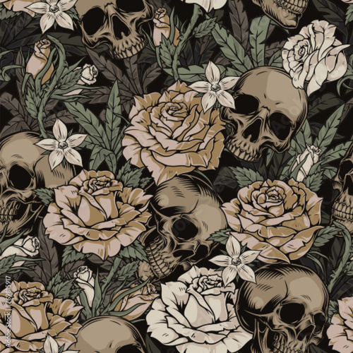 Scary colorful vintage pattern seamless