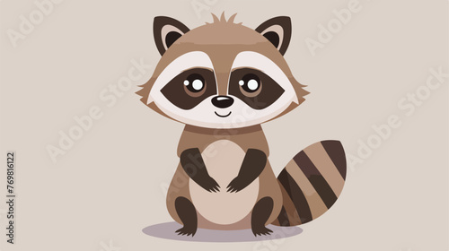Flat design cute raccoon cartoon icon vector 