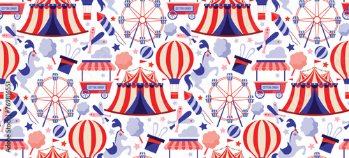 Circus carnival cute seamless pattern
