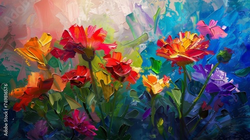 Watercolor Painting of Flowers pattern colorful background © Tejay