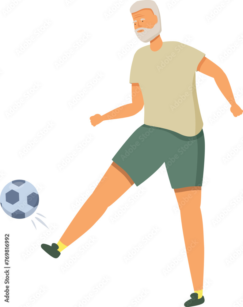 Play senior soccer icon cartoon vector. Generation game. Healthy outdoor