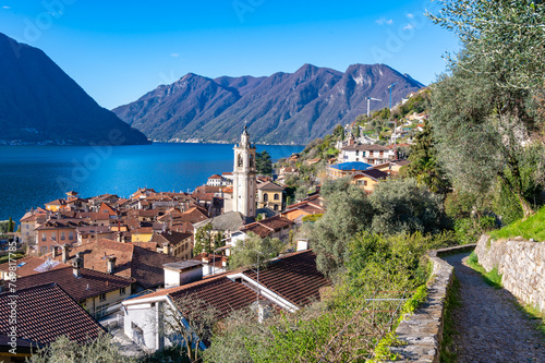 The town of Ossuccio, on Lake Como, and a section of the Greenway, photographed in summer. 