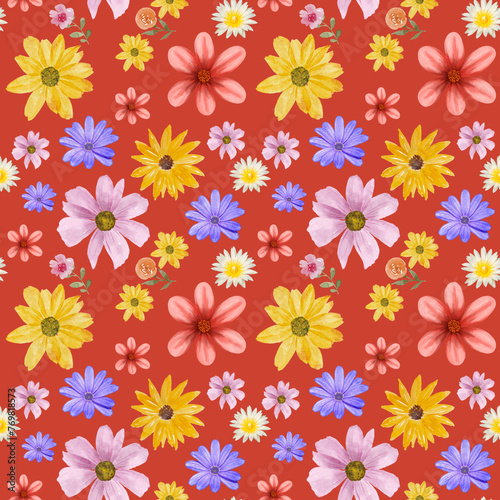seamless floral pattern water color style hight resolution 300 dpi