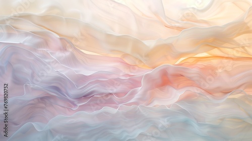 Abstract waves in soft, pastel hues. Soft brushstrokes, subtle gradients, delicate textures, warm hues. Generated by artificial intelligence.