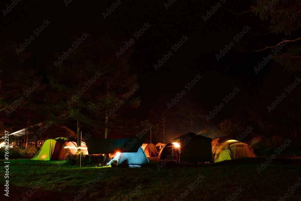 夜のキャンプ場（長野県）