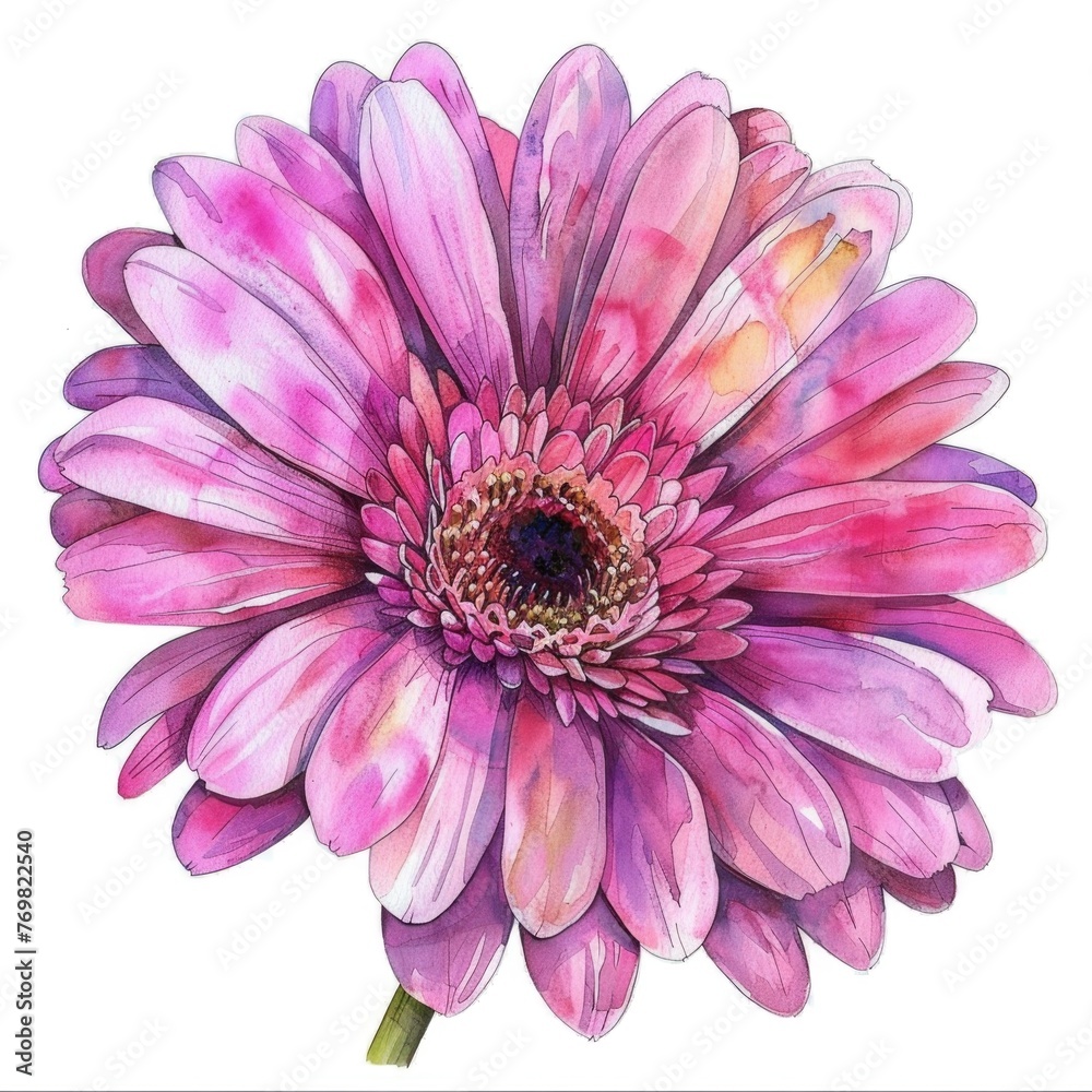 Obraz premium Watercolor lavender gerbera flower on white background