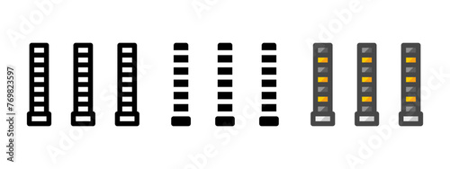 Multipurpose bollards vector icon in outline, glyph, filled outline style. Three icon style variants in one pack.