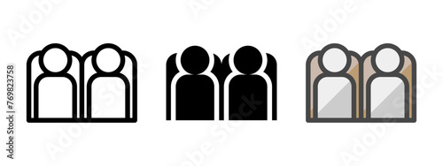 Multipurpose passengers vector icon in outline, glyph, filled outline style. Three icon style variants in one pack.