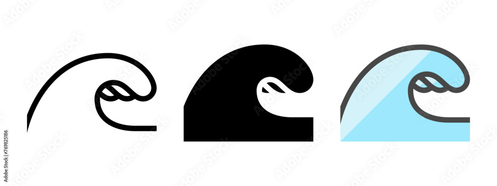 Fototapeta premium Multipurpose wave vector icon in outline, glyph, filled outline style. Three icon style variants in one pack.