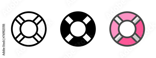 Multipurpose life buoy vector icon in outline, glyph, filled outline style. Three icon style variants in one pack.