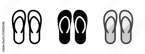 Multipurpose sandals vector icon in outline, glyph, filled outline style. Three icon style variants in one pack.