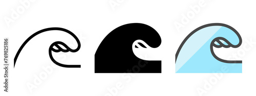 Multipurpose wave vector icon in outline, glyph, filled outline style. Three icon style variants in one pack.