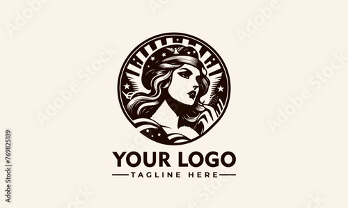 Fimale Character American vector logo design Beauty USA Character women logo vector Women s day