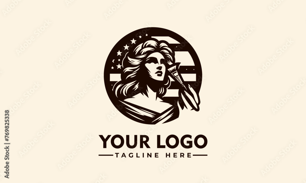 Fimale Character American vector logo design Beauty USA Character women logo vector Women's day