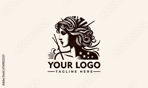 Fimale Character American vector logo design Beauty USA Character women logo vector Women's day