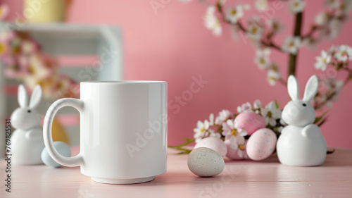 Easter-Themed Mock-Up with White Mug