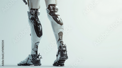 Prosthetic leg with advanced mobility features. Copy Space.