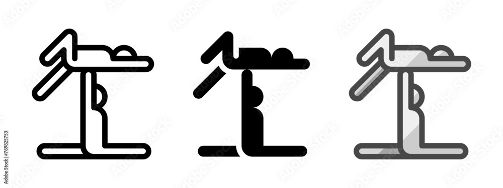 Multipurpose acrobatic gymnastics vector icon in outline, glyph, filled ...