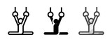 Multipurpose artistic gymnastics vector icon in outline, glyph, filled outline style. Three icon style variants in one pack.