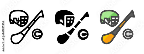 Multipurpose hurling vector icon in outline, glyph, filled outline style. Three icon style variants in one pack. photo