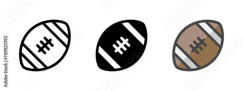 Multipurpose American football vector icon in outline, glyph, filled outline style. Three icon style variants in one pack.