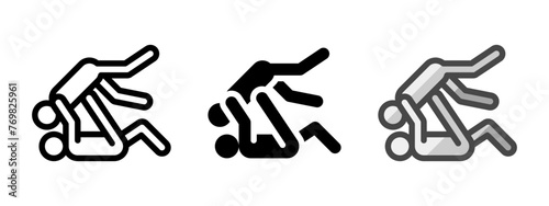 Multipurpose judo vector icon in outline, glyph, filled outline style. Three icon style variants in one pack.