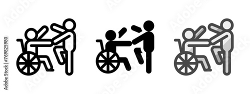 Multipurpose wheelchair dance vector icon in outline, glyph, filled outline style. Three icon style variants in one pack.