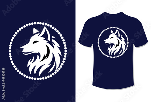 Wolf Mascot Logo Concept T-Shirt Design Vector Illustration.Suitable For Logo, Wallpaper, Banner, Background, Card, Book Illustration, Sticke