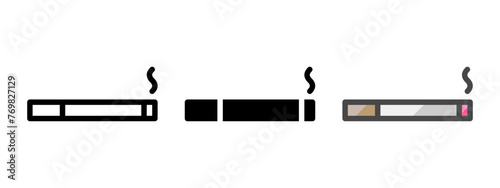 Multipurpose cigarette vector icon in outline, glyph, filled outline style. Three icon style variants in one pack.