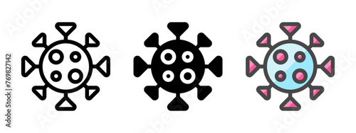 Multipurpose corona virus vector icon in outline, glyph, filled outline style. Three icon style variants in one pack.