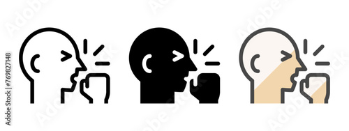 Multipurpose cough vector icon in outline, glyph, filled outline style. Three icon style variants in one pack.