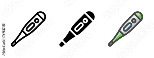 Multipurpose digital thermometer vector icon in outline, glyph, filled outline style. Three icon style variants in one pack.
