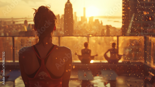 people meditating at yoga studio in the morning