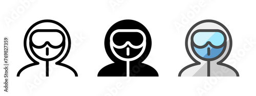 Multipurpose personal protective equipment vector icon in outline, glyph, filled outline style. Three icon style variants in one pack.
