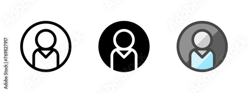 Multipurpose avatar vector icon in outline, glyph, filled outline style. Three icon style variants in one pack.