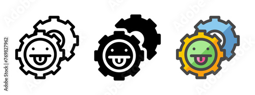 Multipurpose gears vector icon in outline, glyph, filled outline style. Three icon style variants in one pack.