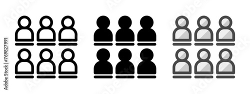 Multipurpose clan vector icon in outline, glyph, filled outline style. Three icon style variants in one pack.