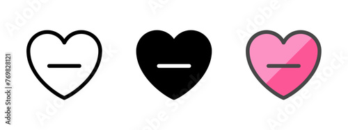Multipurpose min heart vector icon in outline, glyph, filled outline style. Three icon style variants in one pack.