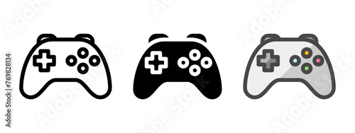 Multipurpose joystick vector icon in outline, glyph, filled outline style. Three icon style variants in one pack.